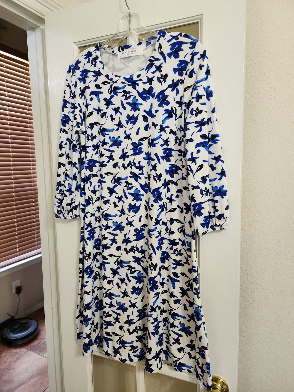 Sonnet James Georgia Play Dress S Blue Floral Tencel 3/4 Sleeve - Picture 3 of 12
